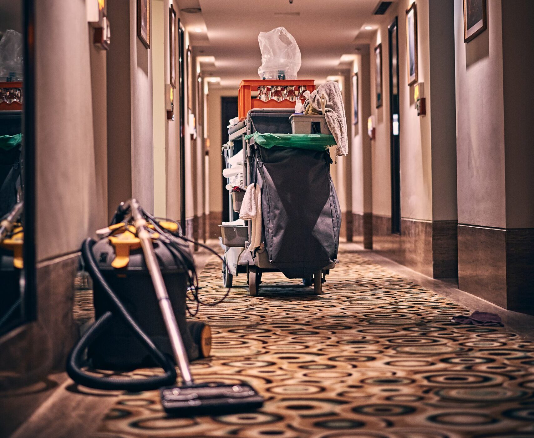 cleaning tools in the hallway