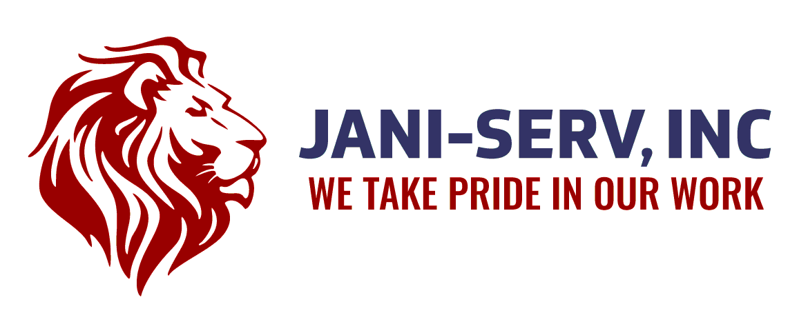 JaniServ inc logo, janitorial commercial cleaning services. We take pride in our work